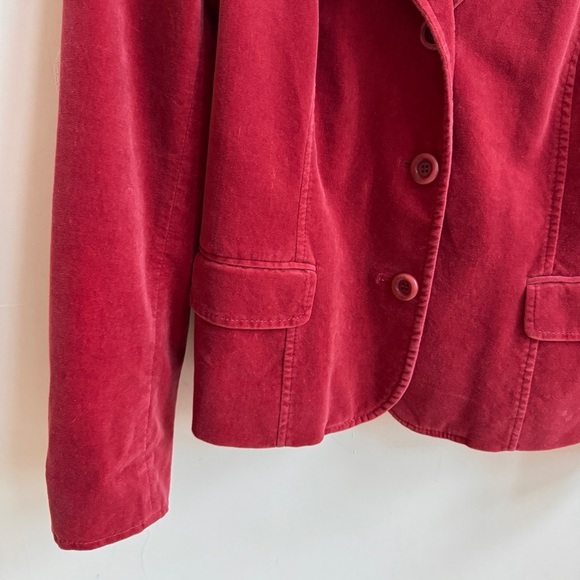 Moschino Red Velvet Classic 2 Button Blazer Notched Lapel Womens Size 10 - Picture 4 of 15